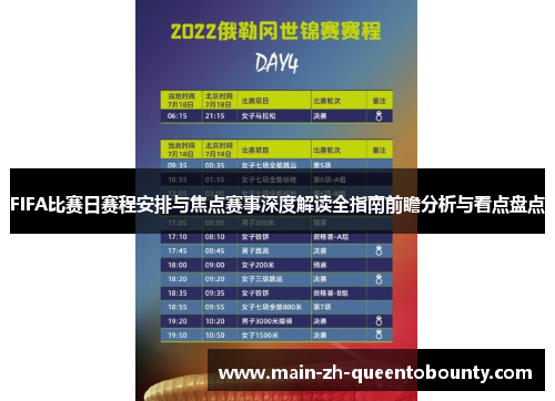 FIFA比赛日赛程安排与焦点赛事深度解读全指南前瞻分析与看点盘点