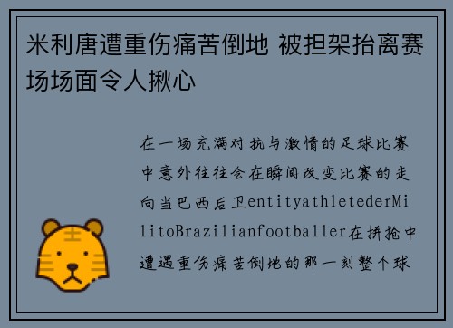 米利唐遭重伤痛苦倒地 被担架抬离赛场场面令人揪心 米利唐遭重伤痛苦倒地 被担架抬离赛场场面令人揪心